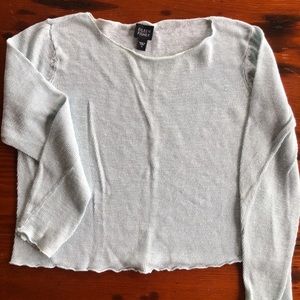 Eileen Fisher linen cropped sweater, pale aqua, size S
